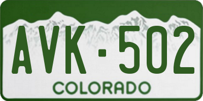 CO license plate AVK502