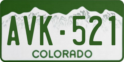 CO license plate AVK521
