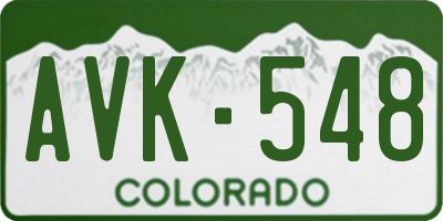 CO license plate AVK548