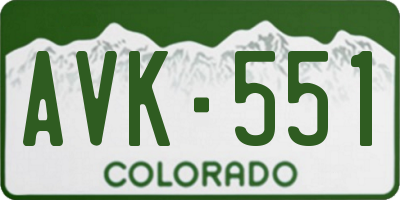 CO license plate AVK551