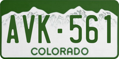 CO license plate AVK561