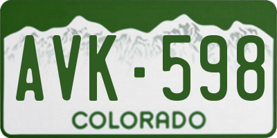CO license plate AVK598