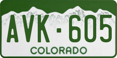 CO license plate AVK605