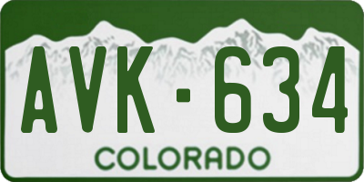 CO license plate AVK634