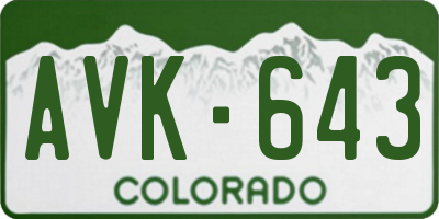 CO license plate AVK643