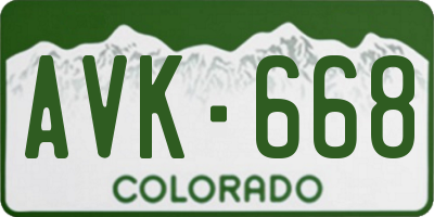 CO license plate AVK668