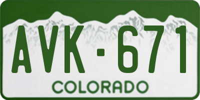 CO license plate AVK671