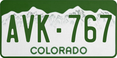CO license plate AVK767
