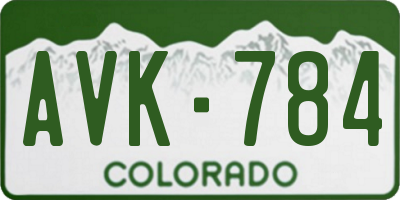 CO license plate AVK784
