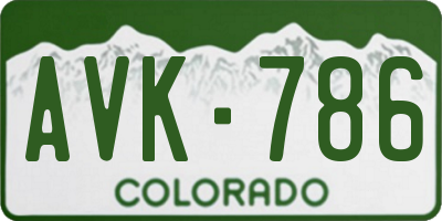CO license plate AVK786