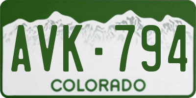 CO license plate AVK794