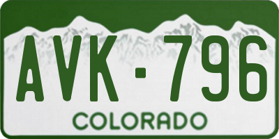 CO license plate AVK796