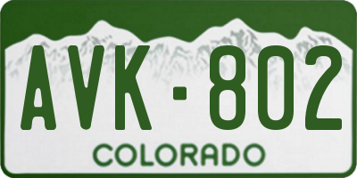 CO license plate AVK802