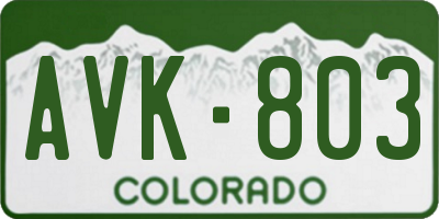CO license plate AVK803
