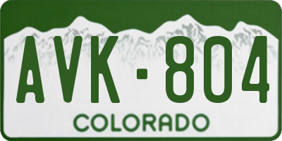 CO license plate AVK804