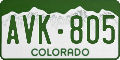 CO license plate AVK805