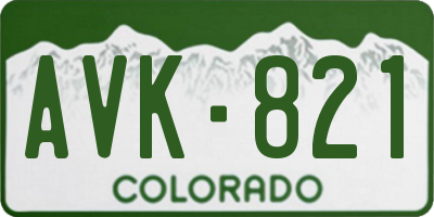 CO license plate AVK821
