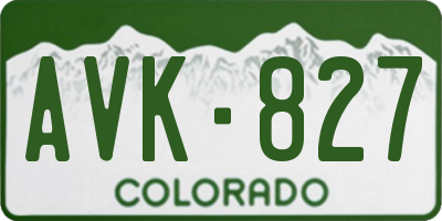 CO license plate AVK827