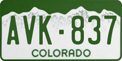 CO license plate AVK837