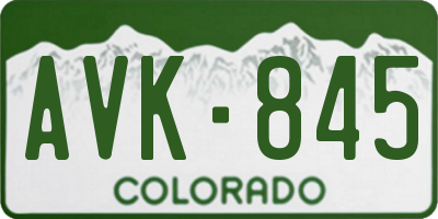 CO license plate AVK845