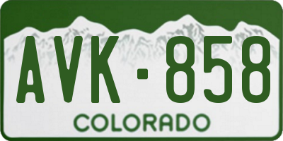 CO license plate AVK858