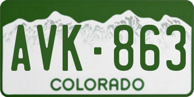 CO license plate AVK863