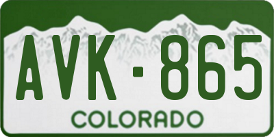 CO license plate AVK865