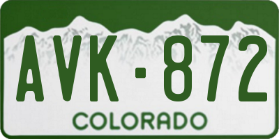 CO license plate AVK872