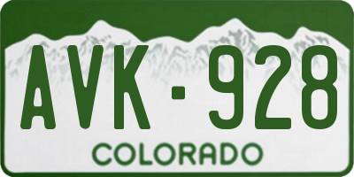 CO license plate AVK928