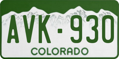 CO license plate AVK930