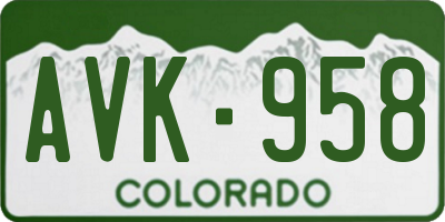 CO license plate AVK958