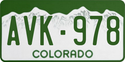 CO license plate AVK978