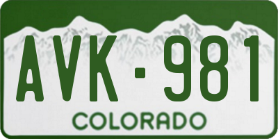 CO license plate AVK981
