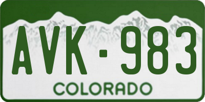 CO license plate AVK983