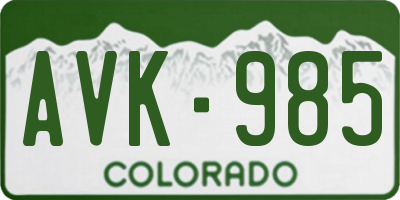 CO license plate AVK985