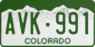 CO license plate AVK991