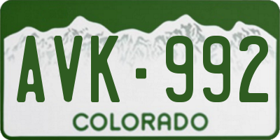 CO license plate AVK992
