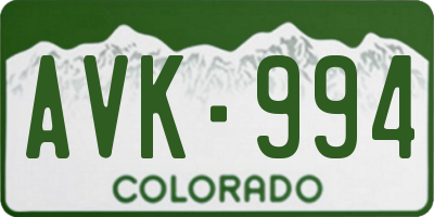 CO license plate AVK994