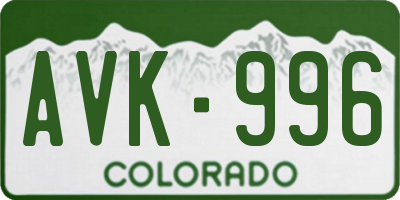 CO license plate AVK996