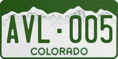 CO license plate AVL005