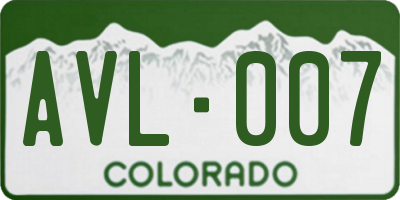 CO license plate AVL007