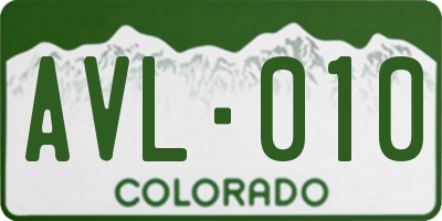 CO license plate AVL010