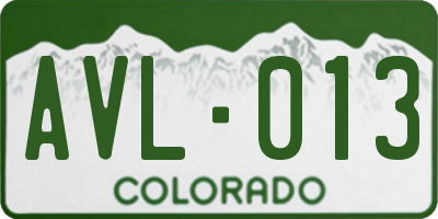 CO license plate AVL013