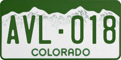 CO license plate AVL018