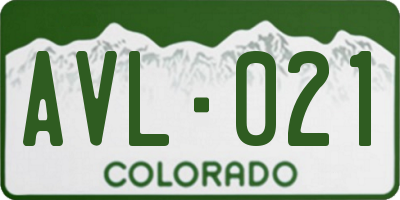 CO license plate AVL021