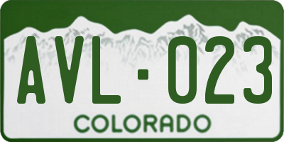 CO license plate AVL023