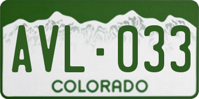 CO license plate AVL033