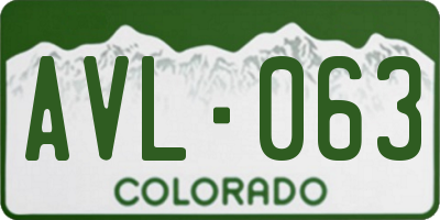 CO license plate AVL063