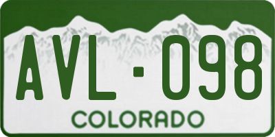 CO license plate AVL098