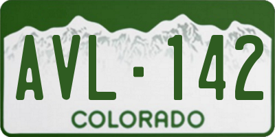 CO license plate AVL142